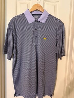 Masters Tech Embroidered Light Purple & White Stripe Collard Polo